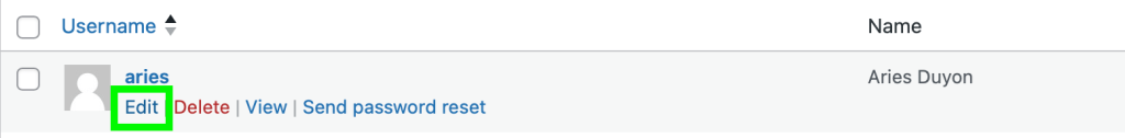 User menu in wordpress with