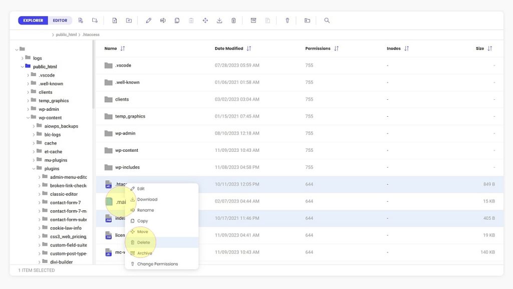 Using FTP to find .maintenance file