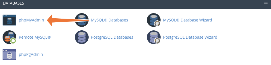 Selecting phpMyAdmin under