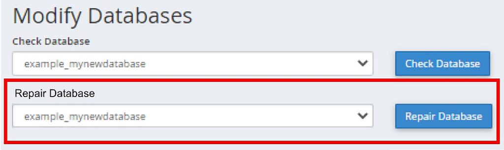 Modify database screen with