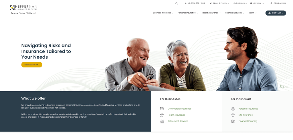 Heffernan Insurance homepage screenshot